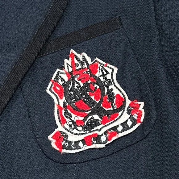 Alexander McQueen Wool Cotton Blue Striped Logo Patch Blazer Jacket Womens 40 - Picture 5 of 11